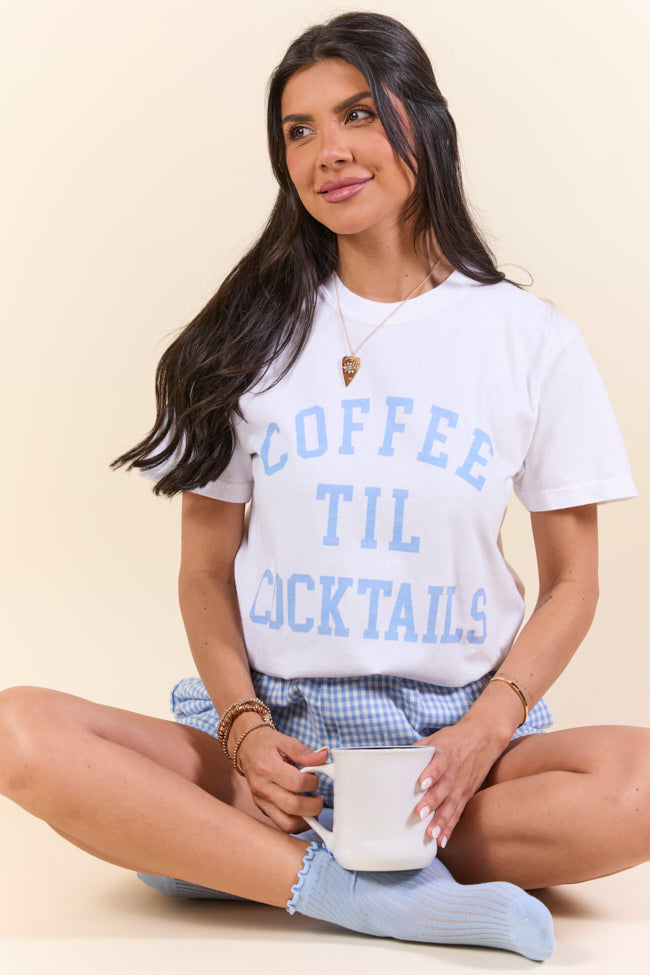 Coffee Til Cocktails White Graphic Tee SALE-Sunny Prom