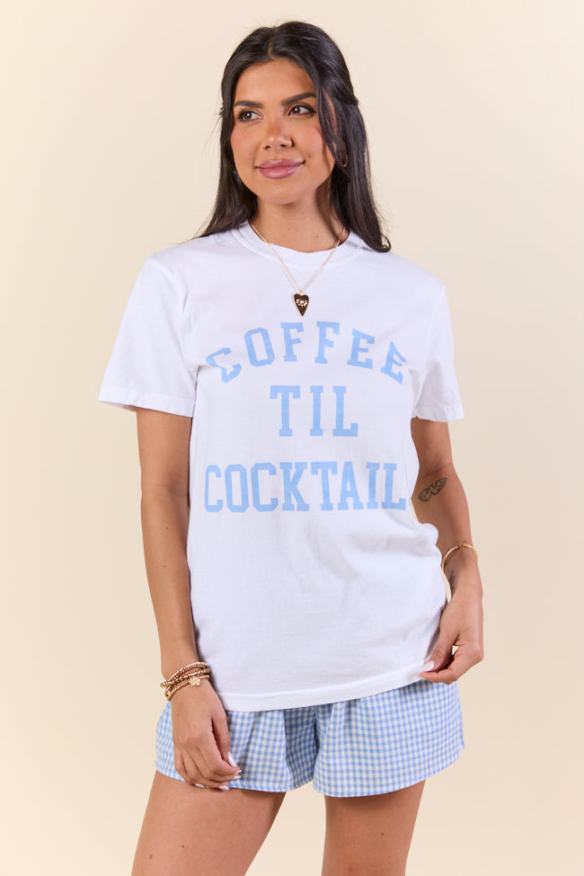 Coffee Til Cocktails White Graphic Tee SALE-Sunny Prom