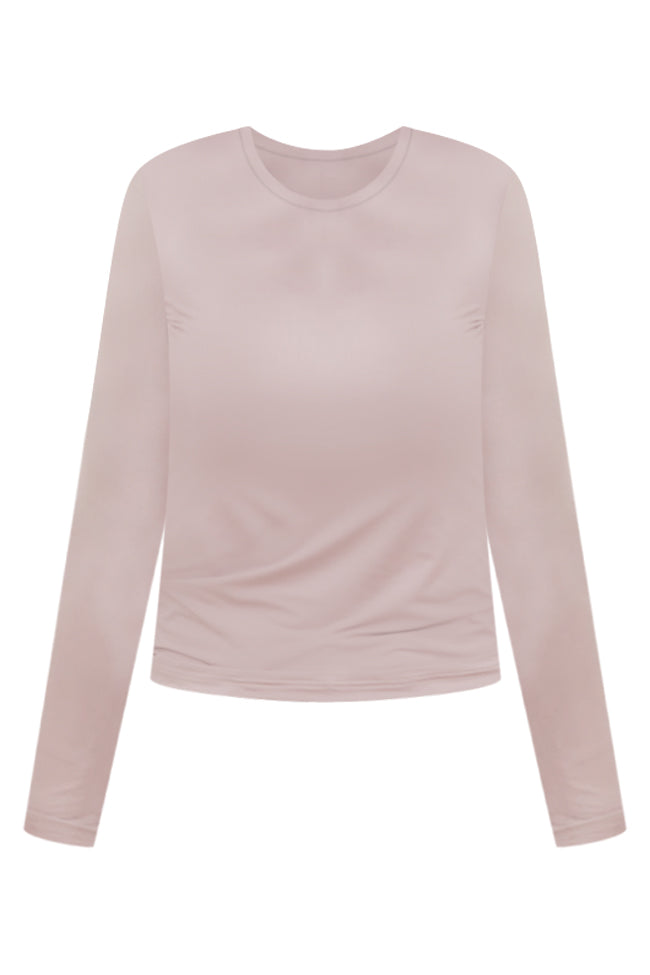 A Lovely Life Taupe Fitted Long Sleeve Layering Tee FINAL SALE-Sunny Prom