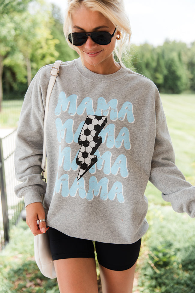 Mama Repeat Soccer Light Grey Graphic Sweatshirt SALE-Sunny Prom