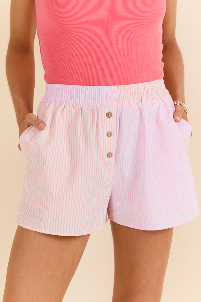 Brief Explanation Coral Multi Color Block Striped Boxer Shorts SALE-Sunny Prom