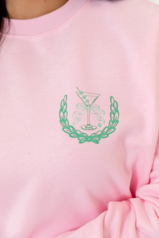 Cocktails And Country Clubs Light Pink Graphic Sweatshirt SALE-Sunny Prom