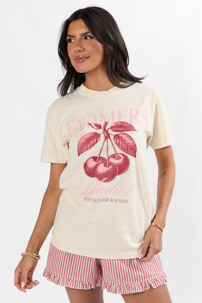 Farmers Market Cherries Ivory Comfort Color Graphic Tee SALE-Sunny Prom