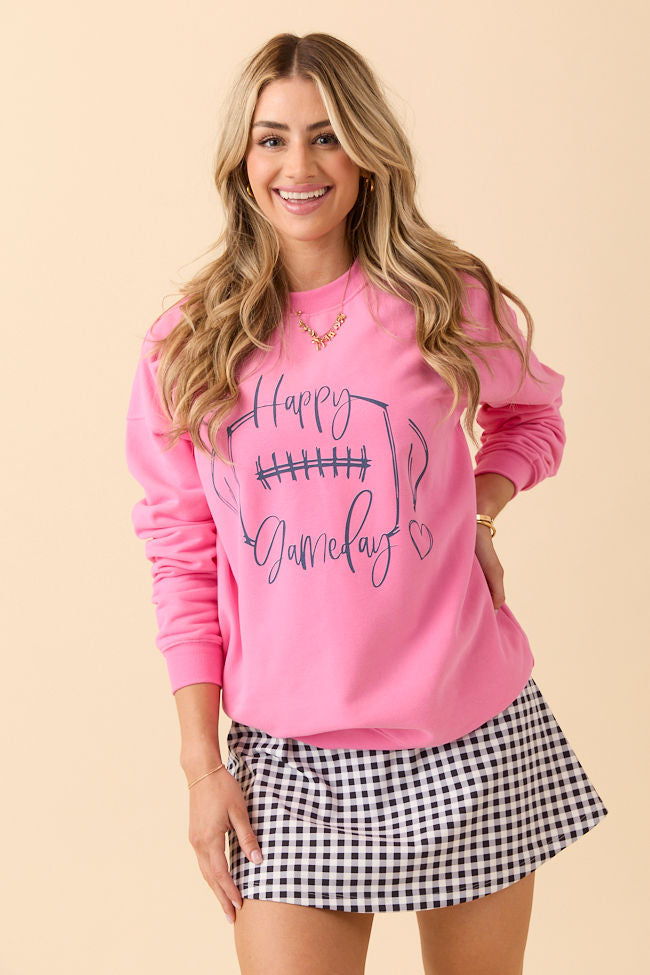 Happy Gameday Pink Graphic Sweatshirt SALE-Sunny Prom
