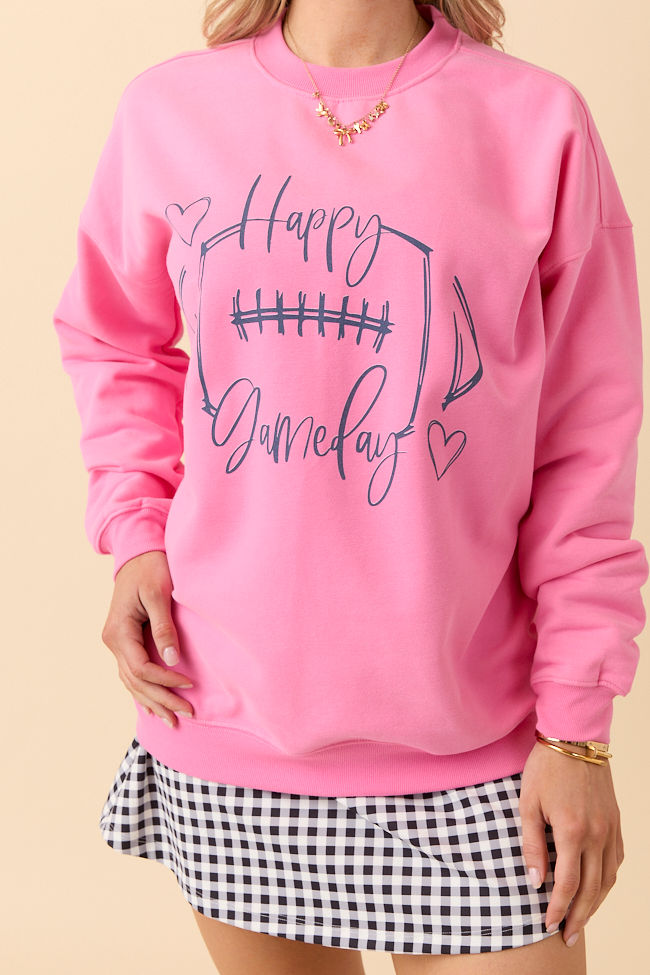 Happy Gameday Pink Graphic Sweatshirt SALE-Sunny Prom