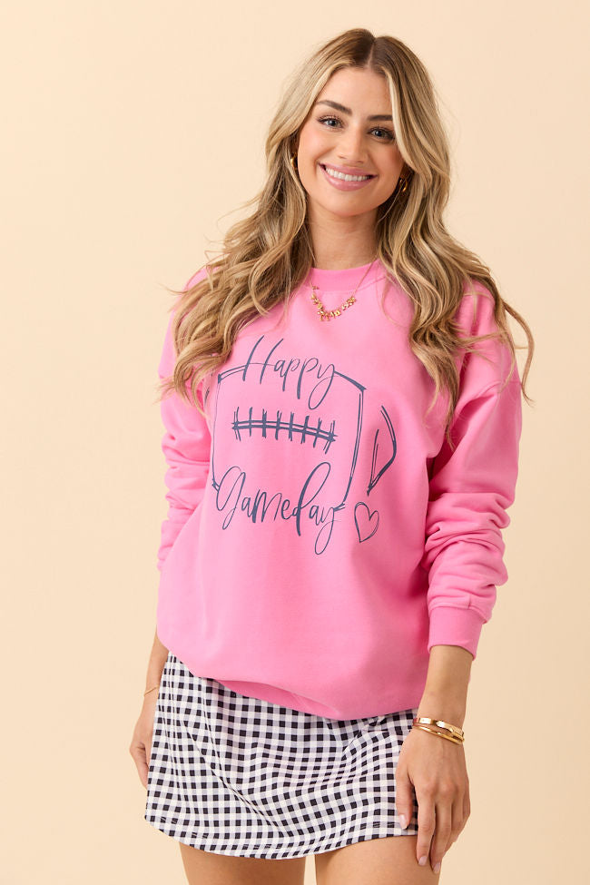 Happy Gameday Pink Graphic Sweatshirt SALE-Sunny Prom