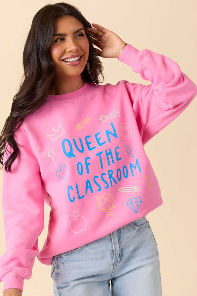 Queen Of The Classroom Pink Graphic Sweatshirt SALE-Sunny Prom