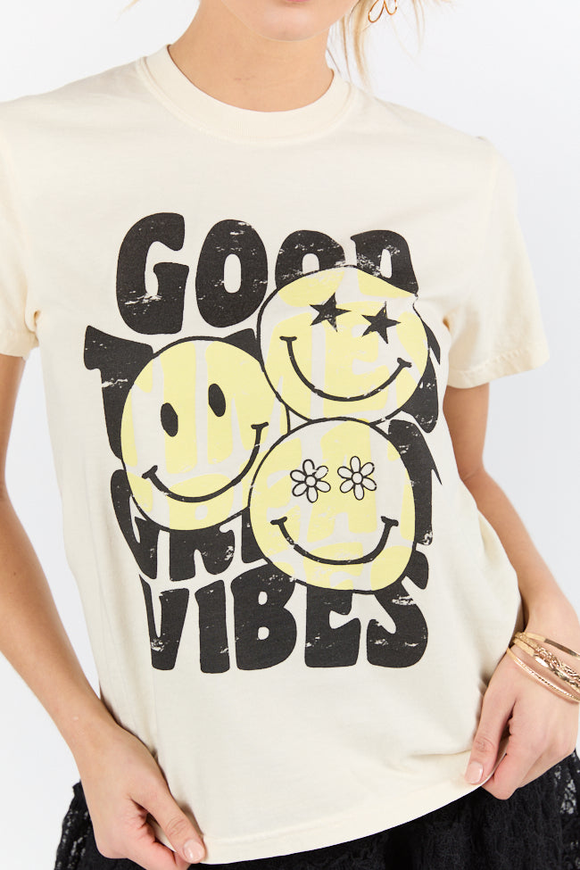 Good Times Great Vibes Ivory Graphic Tee SALE-Sunny Prom