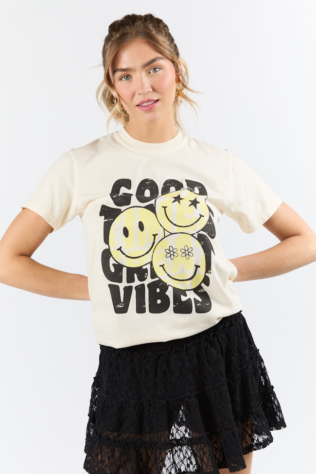 Good Times Great Vibes Ivory Graphic Tee SALE-Sunny Prom