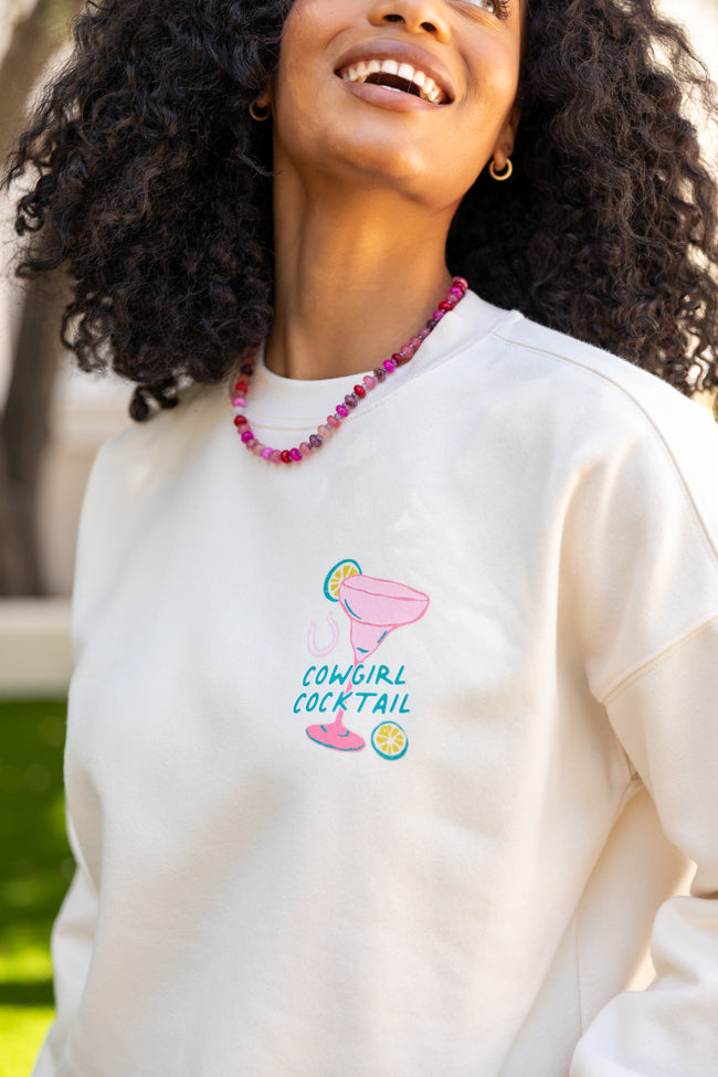 Cowgirl Cocktail Cream Graphic Sweatshirt SALE-Sunny Prom