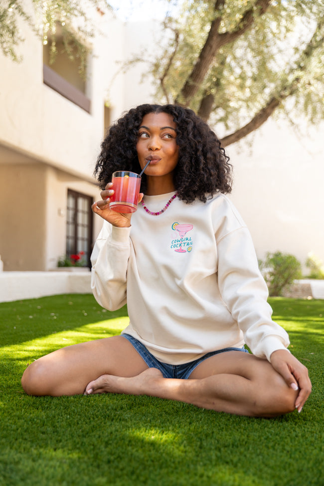 Cowgirl Cocktail Cream Graphic Sweatshirt SALE-Sunny Prom