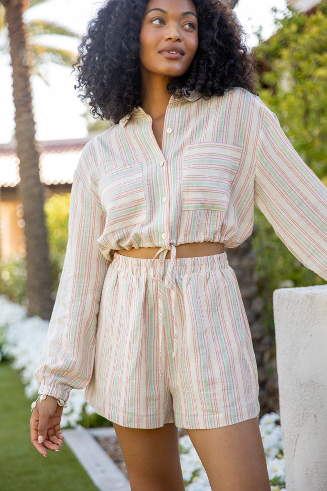 Dream Destination Striped Long Sleeve Top and Shorts Set FINAL SALE-Sunny Prom