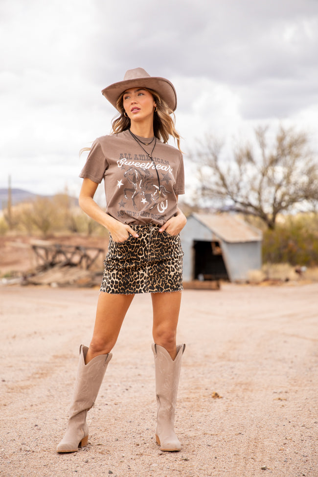 All American Sweetheart Brown Graphic Tee SALE-Sunny Prom