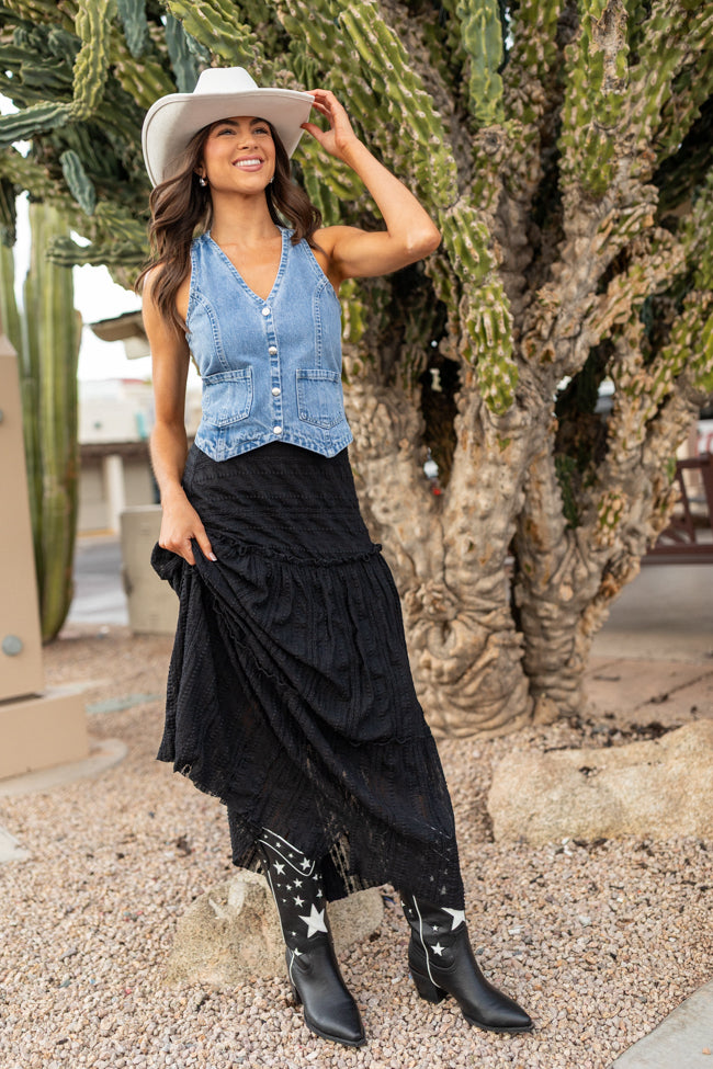 Beneath The Moon Medium Wash Denim Vest-Sunny Prom