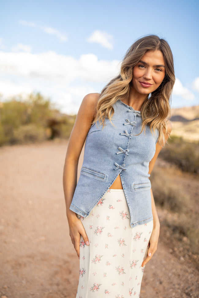 Western Ties Bow Denim Vest-Sunny Prom