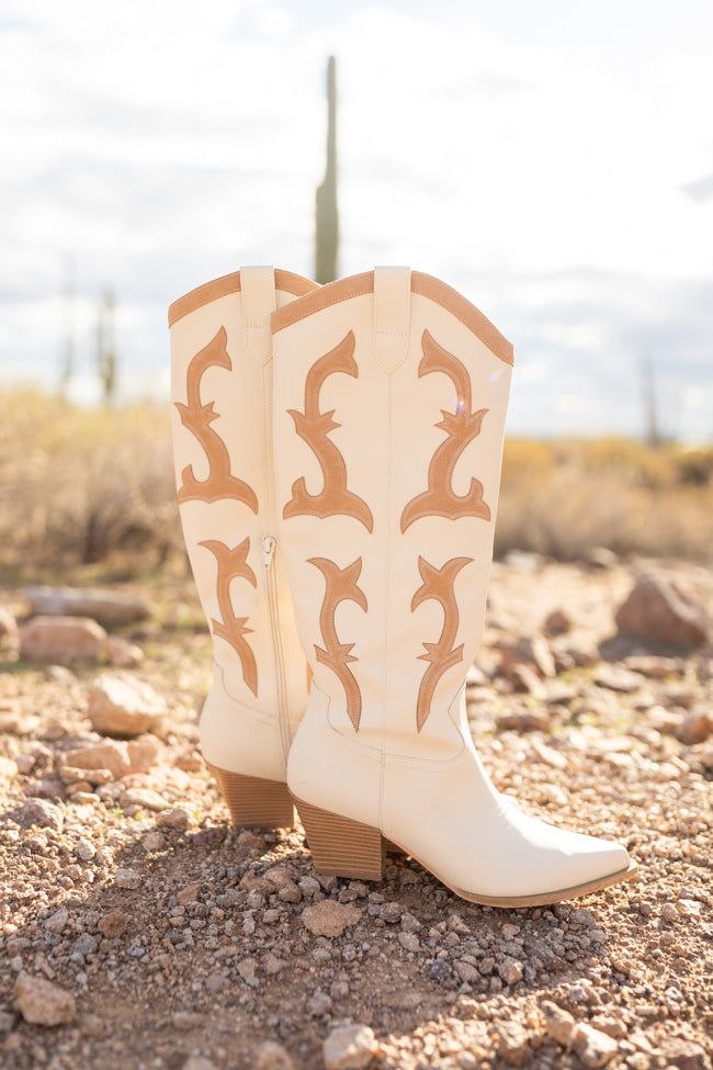 Adriana Beige Cowboy Boots SALE-Sunny Prom