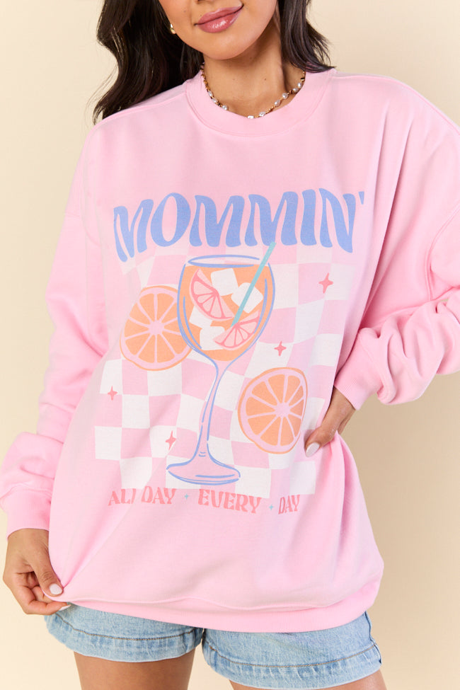 Mommin' All Day Every Day Light Pink Graphic Sweatshirt SALE-Sunny Prom