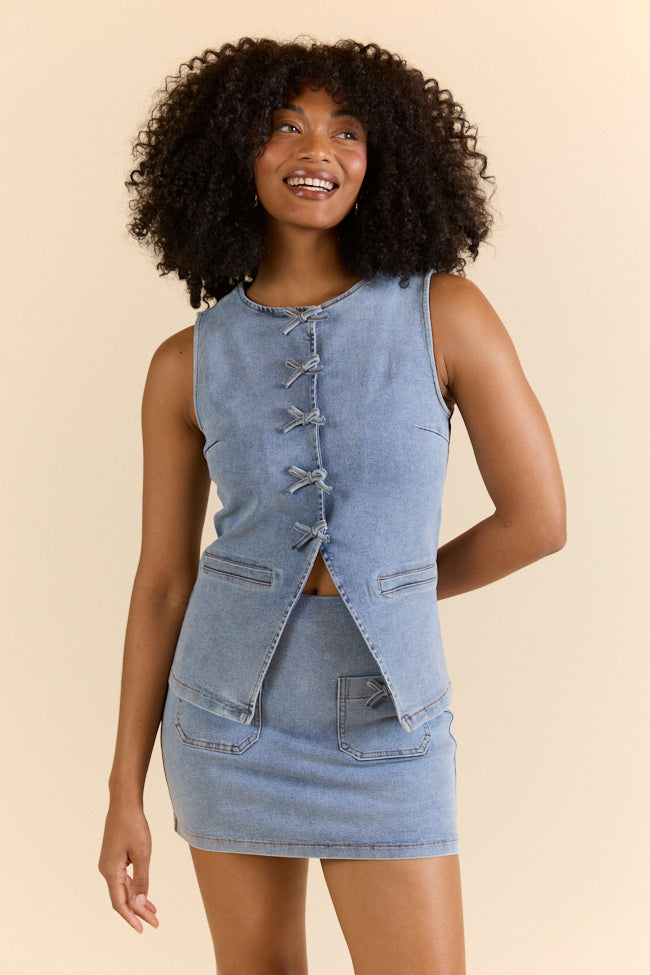Western Ties Bow Denim Vest-Sunny Prom