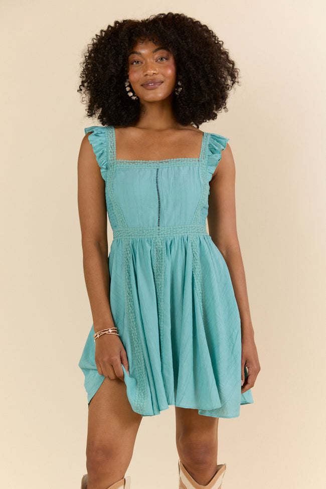 In This Groove Dusty Teal Mini Dress SALE-Sunny Prom