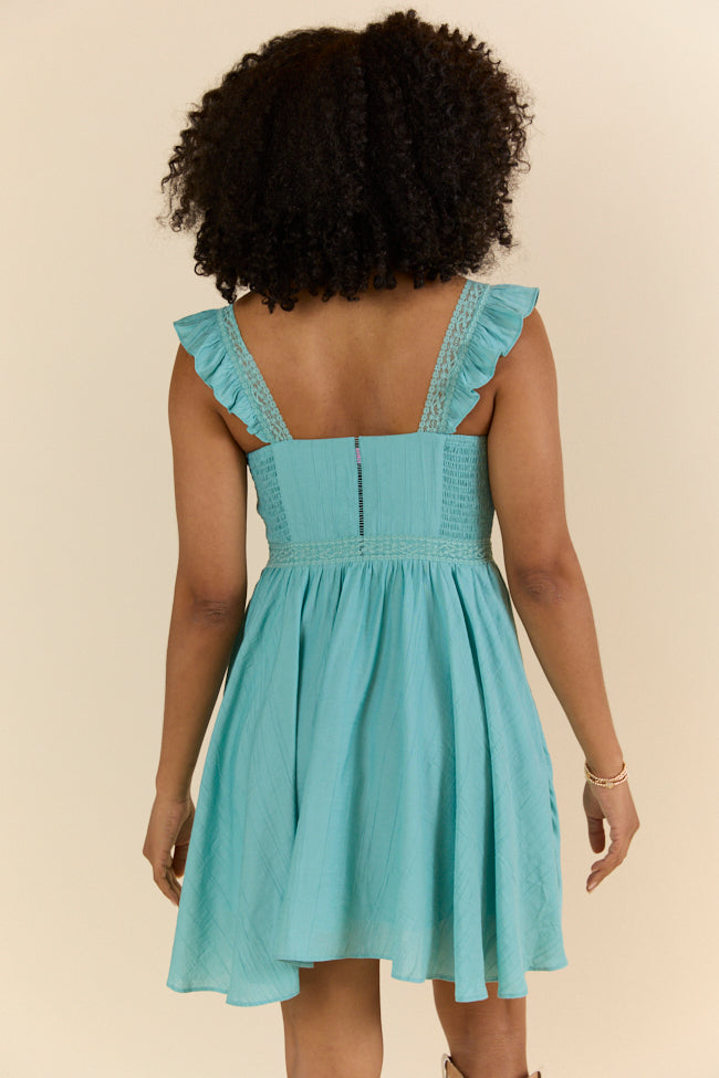 In This Groove Dusty Teal Mini Dress SALE-Sunny Prom