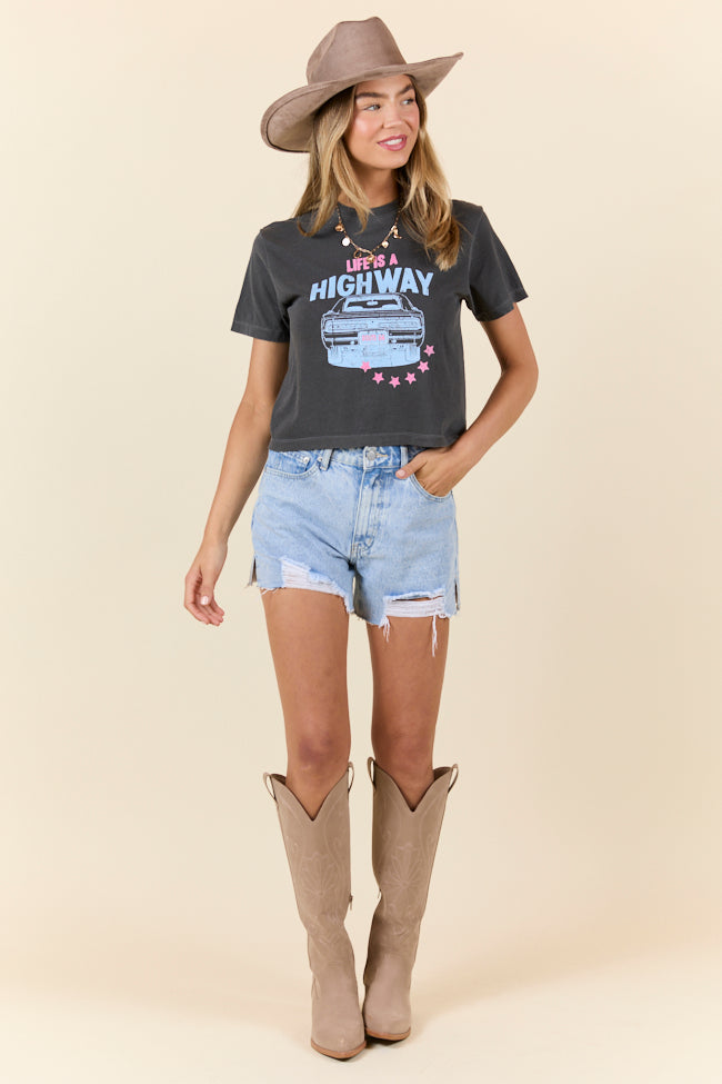 Life Is A Highway Grey Boxy Graphic Tee SALE-Sunny Prom