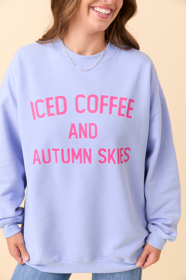 Iced Coffee And Autumn Skies Periwinkle Graphic Sweatshirt SALE-Sunny Prom
