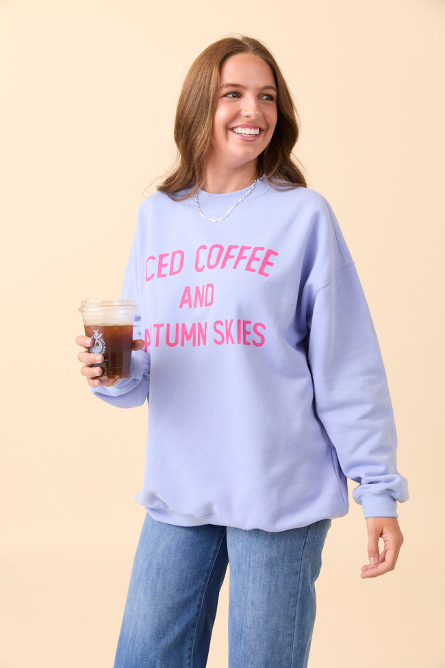 Iced Coffee And Autumn Skies Periwinkle Graphic Sweatshirt SALE-Sunny Prom