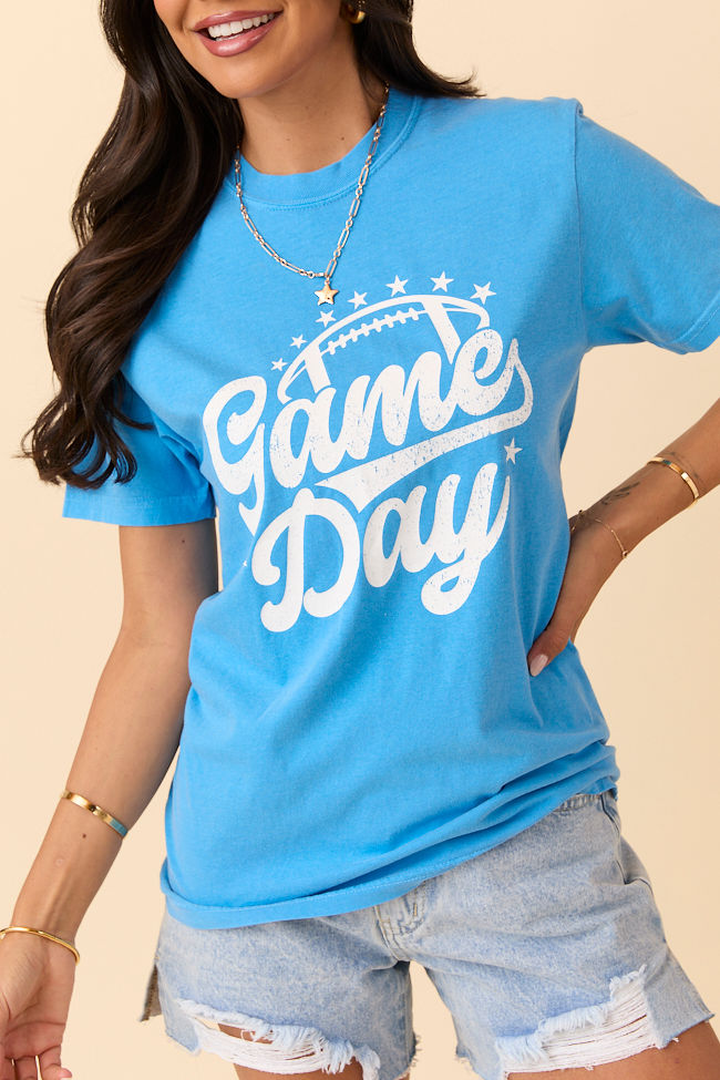 Game Day Script Blue Graphic Tee SALE-Sunny Prom
