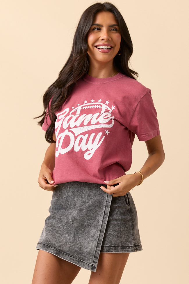 Game Day Script Crimson Graphic Tee SALE-Sunny Prom