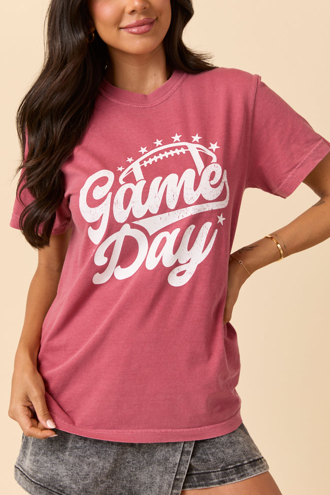 Game Day Script Crimson Graphic Tee SALE-Sunny Prom