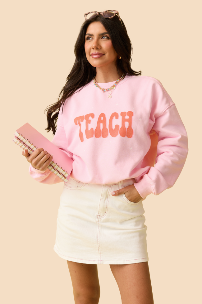 Teach Light Pink Graphic Sweatshirt SALE-Sunny Prom