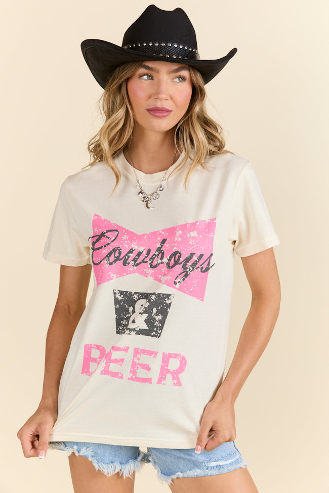 Cowboys & Beer Ivory Graphic Tee SALE-Sunny Prom