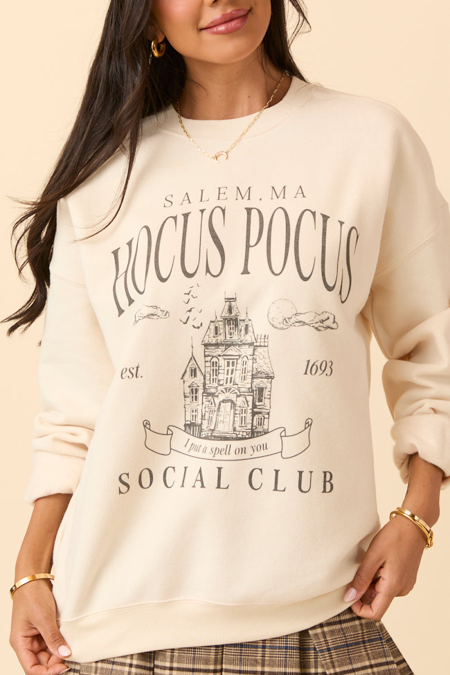 Hocus Pocus Charcoal Print Cream Graphic Sweatshirt SALE-Sunny Prom