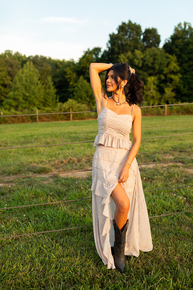 Nancy Neutral Floral Top Cece Barnes X Sunny Prom SALE-Sunny Prom