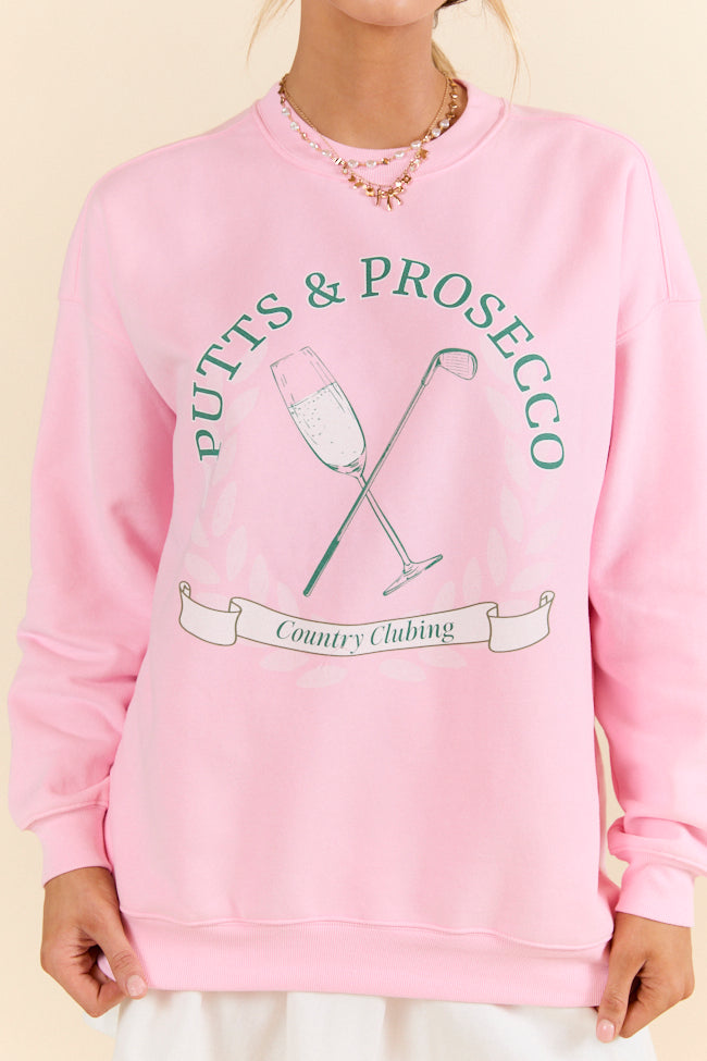 Putts & Prosecco Light Pink Graphic Sweatshirt SALE-Sunny Prom