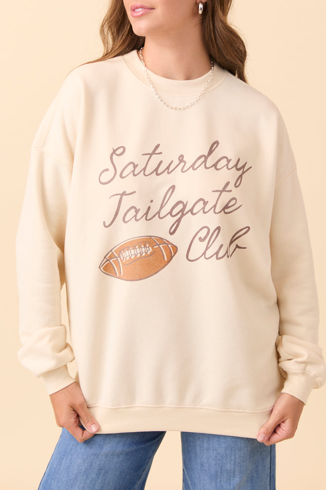 Saturday Tailgate Club Cream Graphic Sweatshirt SALE-Sunny Prom