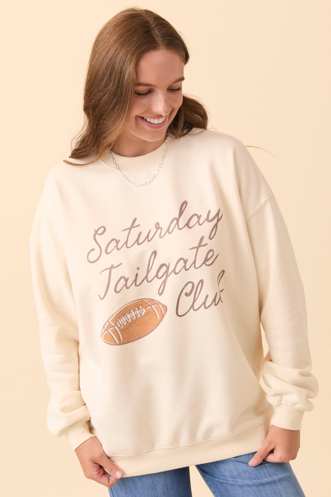Saturday Tailgate Club Cream Graphic Sweatshirt SALE-Sunny Prom