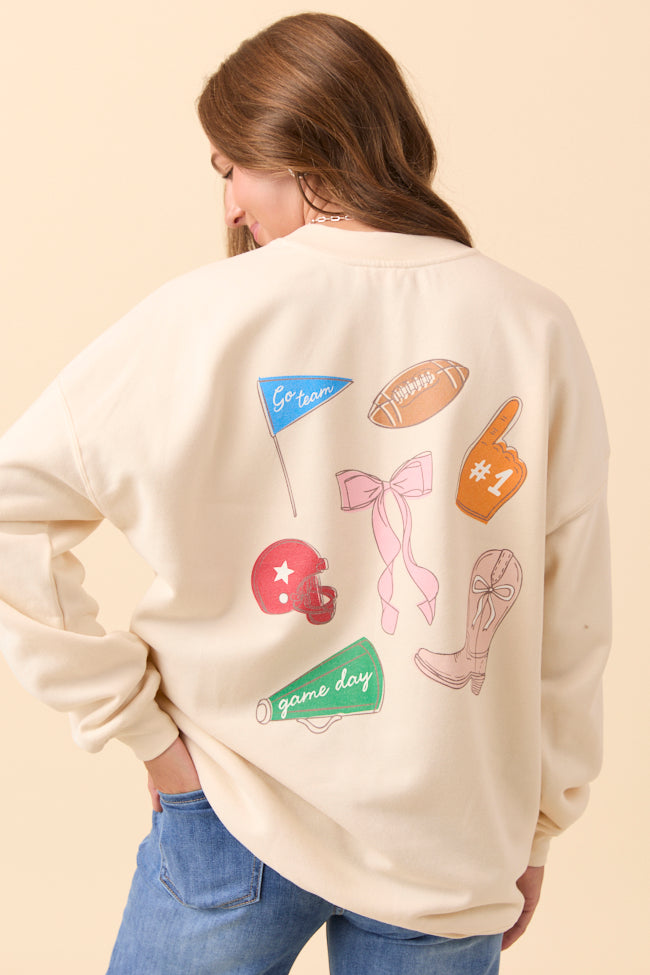 Saturday Tailgate Club Cream Graphic Sweatshirt SALE-Sunny Prom