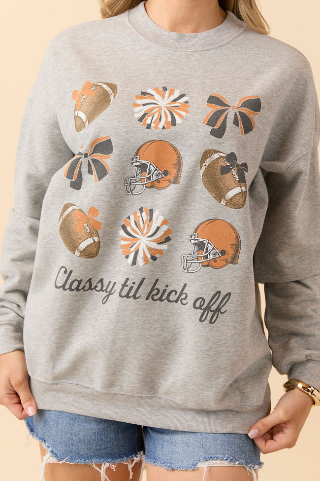 Football Icon Burnt Orange Light Grey Graphic Sweatshirt SALE-Sunny Prom