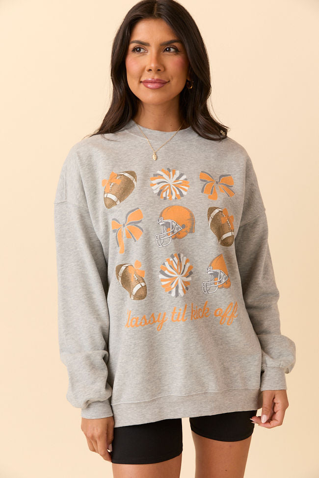 Football Icon Orange Light Grey Graphic Sweatshirt SALE-Sunny Prom