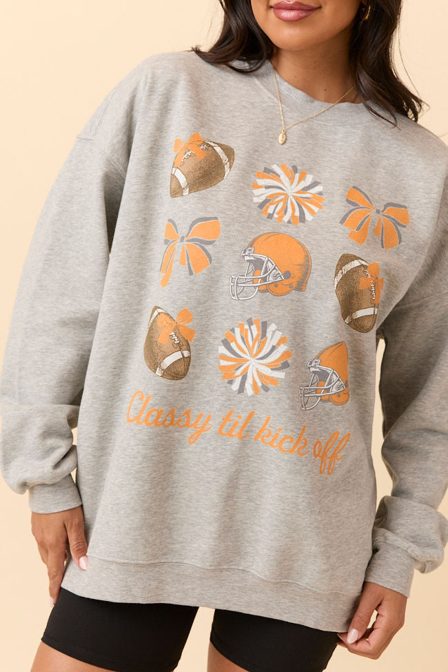 Football Icon Orange Light Grey Graphic Sweatshirt SALE-Sunny Prom