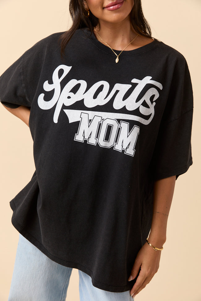 Sports Mom Black Oversized Graphic Tee SALE-Sunny Prom