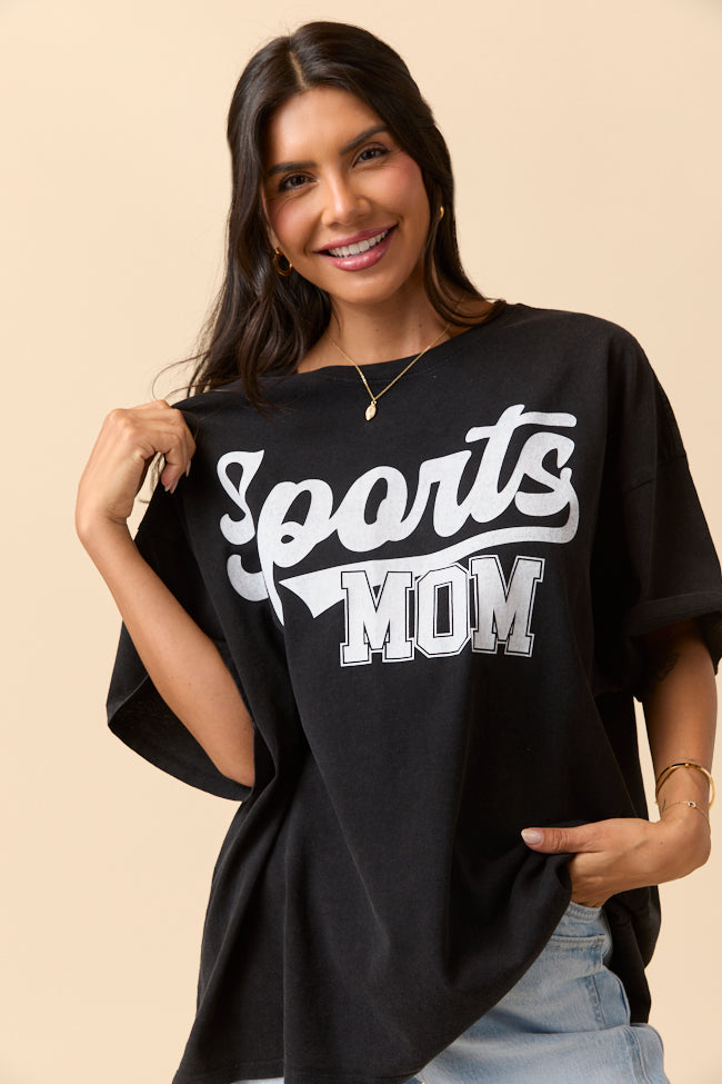 Sports Mom Black Oversized Graphic Tee SALE-Sunny Prom