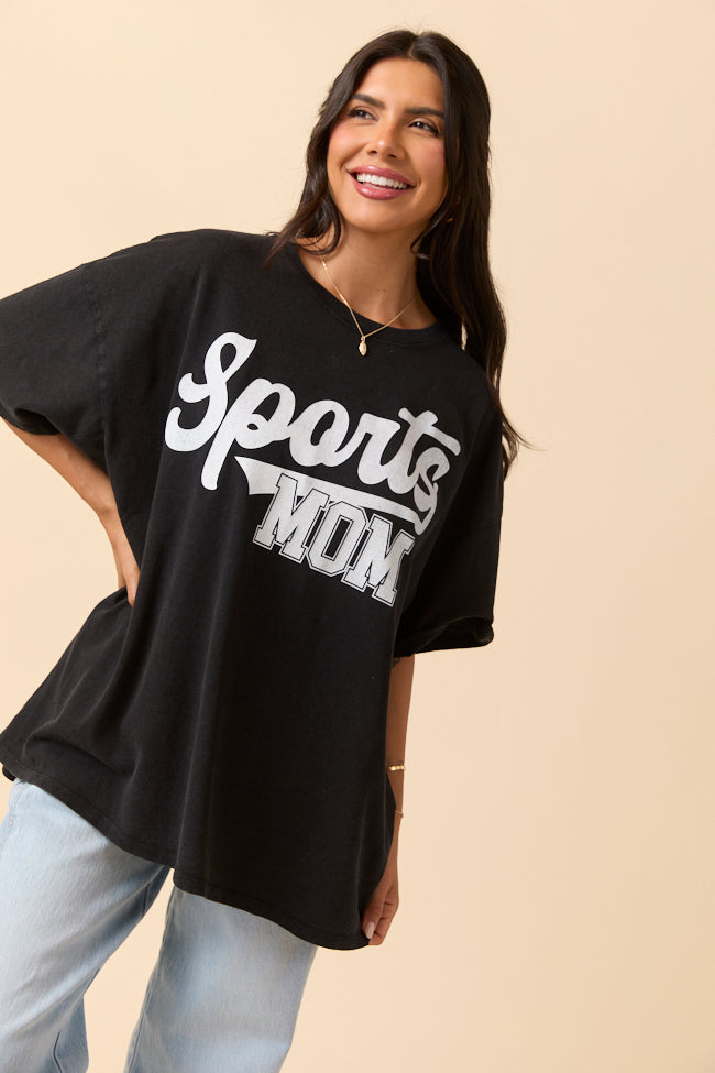 Sports Mom Black Oversized Graphic Tee SALE-Sunny Prom