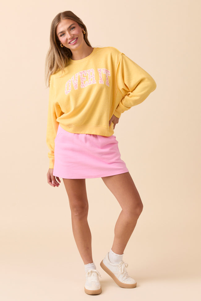 Over It Daisy Print Yellow Raw Hem Fleece Graphic Sweatshirt SALE-Sunny Prom
