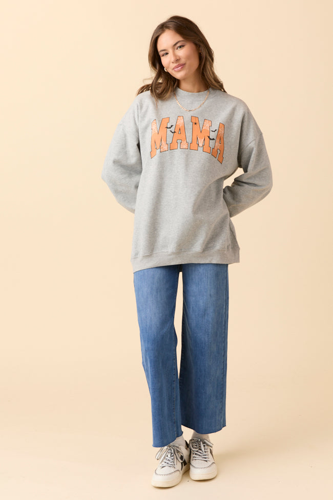 Mama Block Halloween Printed Light Grey Graphic Sweatshirt SALE-Sunny Prom