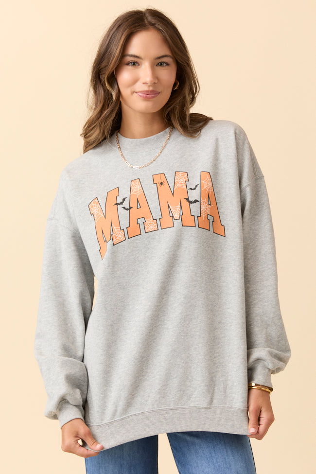 Mama Block Halloween Printed Light Grey Graphic Sweatshirt SALE-Sunny Prom