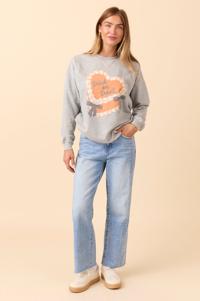 Trick Or Treat Cake Light Grey Graphic Sweatshirt SALE-Sunny Prom