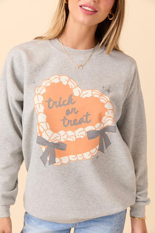 Trick Or Treat Cake Light Grey Graphic Sweatshirt SALE-Sunny Prom