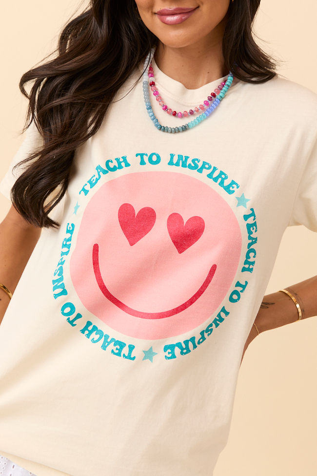 Teach To Inspire Smiley Ivory Graphic Tee SALE-Sunny Prom